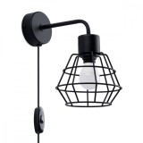 Lampă De Perete Suba Negru Oțel 1 Bec Coș Geometric Industrial De Interior