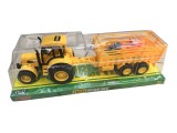 Tractor galben din plastic cu remorca