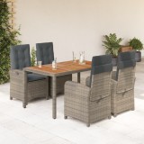 VidaXL Set mobilier de grădină cu perne, 5 piese, gri, poliratan