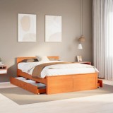 VidaXL Cadru pat fără saltea/cu tăblie maro 160x200 cm lemn masiv pin