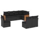 Cumpara ieftin Set mobilier de gradina cu perne, 8 piese, negru, poliratan