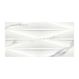 Faianta baie / bucatarie 2051-0203 Splendor Cesarom Structurat, 25 x 50 cm, lucioasa, alba, aspect marmura