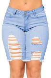 Q426-48 Pantaloni trei sferturi cu rupuri decorative