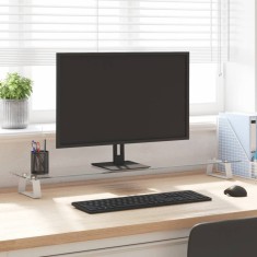 vidaXL Suport de monitor, alb, 100x20x8 cm, sticlă securizată și metal