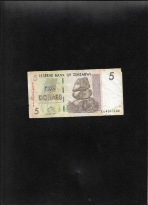 Zimbabwe 5 dollars 2007 seria4262738 foto