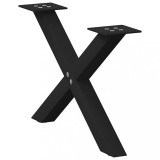 VidaXL Picioare pentru măsuță de cafea &icirc;n formă de X, 2 buc., negru, 50x(30-31) cm, oțel