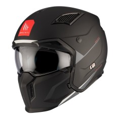 Casca pentru scuter - motocicleta MT Streetfighter SV S A1 negru mat (ochelari soare integrati) &ndash; masca (protectie) barbie si cozoroc detasabile &ndash; omo