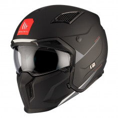 Casca pentru scuter - motocicleta MT Streetfighter SV S A1 negru mat (ochelari soare integrati) – masca (protectie) barbie si cozoroc detasabile – omo