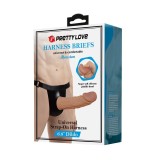 Ham cu curele si reglabile si dildo cu gaura interioara PRETTY LOVE HARNESS