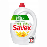 Detergent de Rufe Lichid SAVEX 2 in 1 Parfum Lock Fresh, 4.4L, 80 Spalari, Detergent Lichid pentru Rufe, Detergent Automat pentru Haine, Detergenti Li