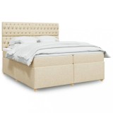 Cumpara ieftin Pat box spring cu saltea, crem, 200x200 cm, textil