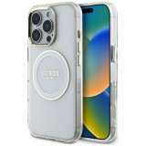 Husa iPhone 16 Pro Max originala Guess IML Metal Colored Circle MagSafe, alb, GUHMP16XHTDRCEDH