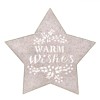 Suport Farfurie, Model &quot;Warm Wishes&quot;, Formă Stea, Culoare Bej, Material Pasla, Design Crăciun, Glitter șampanie, 35cm, Oem