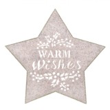 Suport Farfurie, Model &quot;Warm Wishes&quot;, Formă Stea, Culoare Bej, Material Pasla, Design Crăciun, Glitter șampanie, 35cm, Oem