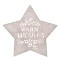 Suport Farfurie, Model &quot;Warm Wishes&quot;, Formă Stea, Culoare Bej, Material Pasla, Design Crăciun, Glitter șampanie, 35cm