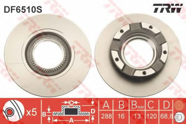 Disc frana FORD TRANSIT CUSTOM bus (2012 - 2016) TRW DF6510S