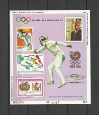 BOLIVIA 1988 SPORT JOCURILE OLIMPICE SEUL SCRIMA COTA MICHEL 25EURO foto