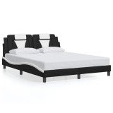 Cumpara ieftin Cadru de pat, Viana, fara saltea, negru/alb, 160x200 cm, piele ecologica