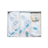 Cumpara ieftin Trusou Botez 6 piese personalizat cu broderie - "Cu drag de la Nasi" - Ingeras - ALB - BLEU- TB115