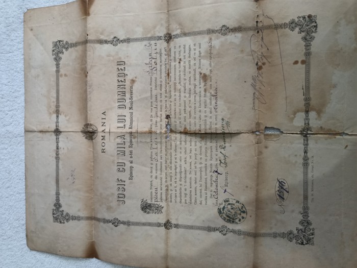 document bisericesc vechi ,romanesc