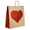 Pungă Cadou, Model Inimă Roșie cu Glitter, H&acirc;rtie, 43x16x45cm, Oem