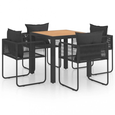 vidaXL Set mobilier masă de grădină, 5 piese, negru și maro, ratan PVC foto