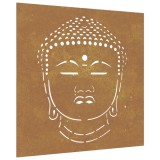 Cumpara ieftin Decor perete de gradina 55x55 cm design cap Buddha otel Corten