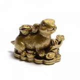 Statueta Feng Shui Iepure cu broasca raioasa si Ru YI, 10cm, FS302