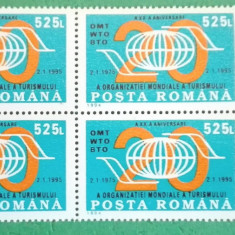 TIMBRE ROMANIA MNH LP1365/1994 A -XX a aniversare O.M. TURISMULUI bl.4 timbre