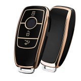 Husa Cheie Auto, Rqiurpn, TPU Moale, Protectie Completa, Compatibila Mercedes Benz Clasa A C E A200L C260L E300L GLC300 CLE CLA, Negru