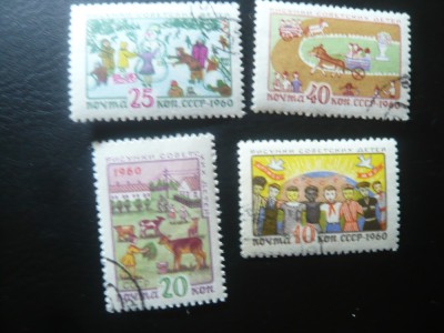 Serie URSS 1960 Desene copii , 4 valori stampilate foto