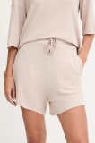 BOSS pantaloni scurți culoarea bej, uni, high waist, 50545617