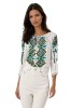 Bluza dama tip ie 257 alb/verde , marimea 3XL, Casual, Bumbac