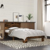 VidaXL Cadru de pat, stejar fumuriu 100x200 cm lemn prelucrat și metal 845739