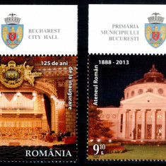 Romania 2013, LP 1968, Ateneul Roman - 125, seria tab P sus, MNH! LP 16,90 lei
