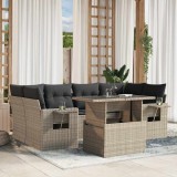 Cumpara ieftin Set canapele de grădină cu perne, 7piese gri deschis poliratan