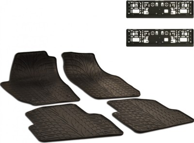 Set Covorase Auto Cauciuc Umbrella Pentru Skoda Fabia Ii (2007-2014) + Suport Numar Inmatriculare Mega Drive Simplu Set 2 Buc foto