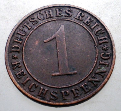 B.302 GERMANIA WEIMAR 1 REICHSPFENNIG 1936 D foto
