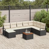 VidaXL Set de canapele de grădină 9 pcs Negru, alb Mare