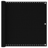 vidaXL Paravan de balcon, negru, 90x400 cm, HDPE