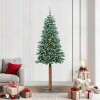 VidaXL Brad de Crăciun subțire Verde 210 cm PVC și lemn de PIN masiv 3394884