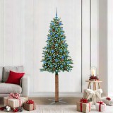 VidaXL Brad de Crăciun subțire Verde 210 cm PVC și lemn de PIN masiv 3394884