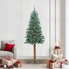 vidaXL Brad de Crăciun subțire Verde 210 cm PVC și lemn de PIN masiv 3394884