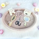 Cumpara ieftin Tavita Mot, Buretata din Catifea cu 7 Piese - Nude Roz - TPT82