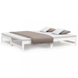 Cumpara ieftin Pat de zi extensibil, alb, 2x(80x200) cm, lemn masiv de pin
