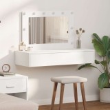 Masa Toaleta Suspendata vidaXL, LED, Alb, 100x40x70 cm, Oglinda Machiaj, Sertar, MDF