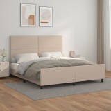 VidaXL Cadru de pat cu tăblie, cappuccino, 180x200 cm, piele ecologică