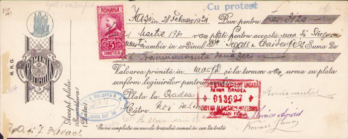 HST A958 Cambie 1931 Iași - Oradea comercianți evrei Segall și Waidenfeld