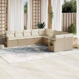 vidaXL Set canapele de grădină cu perne, 10 piese, bej, poliratan 3253045