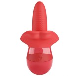 Stimulator Obelia, 10 Moduri Vibratii, 10 Moduri Rotatii, TPE Moale, USB, Rosu, 13.8 cm